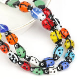 20Pcs Mixed Beetle Ladybug Flower Lampwork Glass Beads for Jewelry Making DIY