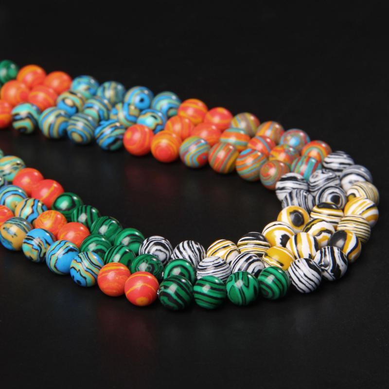 8MM Mixed Malachite Stone Bead Colorful Smooth Loose Spacer Jaspers Beads