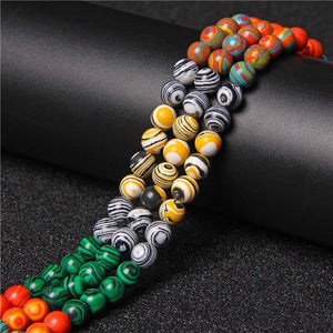 8MM Mixed Malachite Stone Bead Colorful Smooth Loose Spacer Jaspers Beads