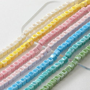 8mm Cube Ceramic Bead Colorful Small Square High DIY Jewelry Making