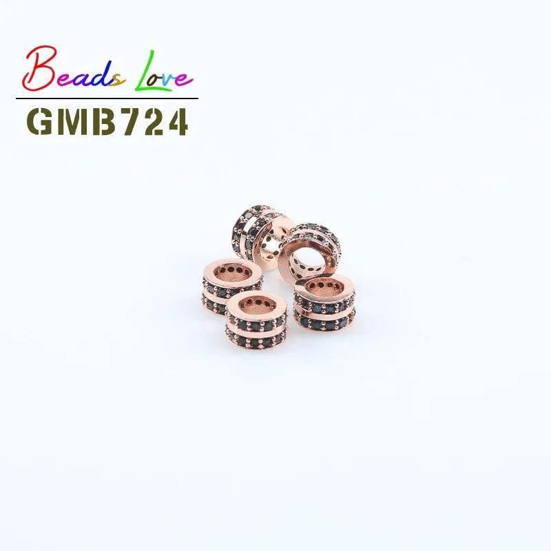 3pcs 7*4mm Metal Brass CZ Round Spacer Beads for Jewelry Making