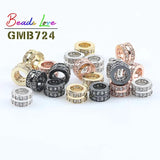 3pcs 7*4mm Metal Brass CZ Round Spacer Beads for Jewelry Making