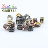 3pcs 7*4mm Metal Brass CZ Round Spacer Beads for Jewelry Making