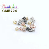 3pcs 7*4mm Metal Brass CZ Round Spacer Beads for Jewelry Making