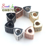 3pcs Geometric CZ Beads 8x8mm Metal Micro Pave Spacer Bead Charms