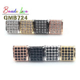 3pcs Geometric CZ Beads 8x8mm Metal Micro Pave Spacer Bead Charms
