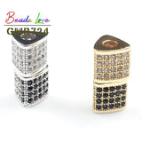 3pcs Geometric CZ Beads 8x8mm Metal Micro Pave Spacer Bead Charms