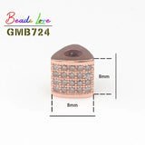 3pcs Geometric CZ Beads 8x8mm Metal Micro Pave Spacer Bead Charms