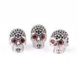 3pcs 10x12mm Skull Metal Brass Micro Pave CZ Beads Diy Bracelet Charms