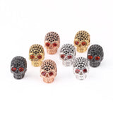 3pcs 10x12mm Skull Metal Brass Micro Pave CZ Beads Diy Bracelet Charms