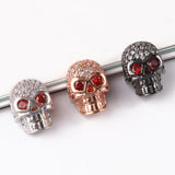 3pcs 10x12mm Skull Metal Brass Micro Pave CZ Beads Diy Bracelet Charms