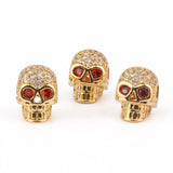 3pcs 10x12mm Skull Metal Brass Micro Pave CZ Beads Diy Bracelet Charms