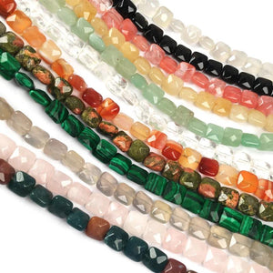 Faceted Square Shape Natural Stone Beads for Jewelry Making