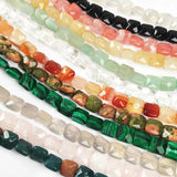Faceted Square Shape Natural Stone Beads for Jewelry Making