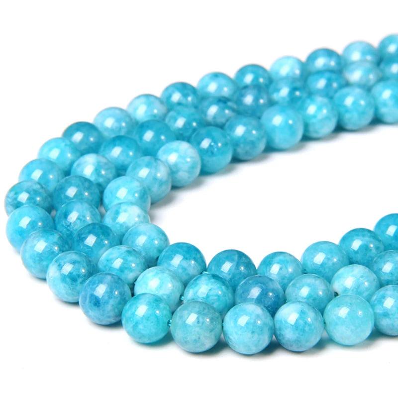 4-12mm Angelite Round Chalcedony Stone Bead For Jewelry Making 15 Inches