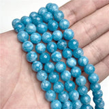 4-12mm Angelite Round Chalcedony Stone Bead For Jewelry Making 15 Inches