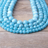 4-12mm Angelite Round Chalcedony Stone Bead For Jewelry Making 15 Inches