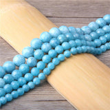 4-12mm Angelite Round Chalcedony Stone Bead For Jewelry Making 15 Inches