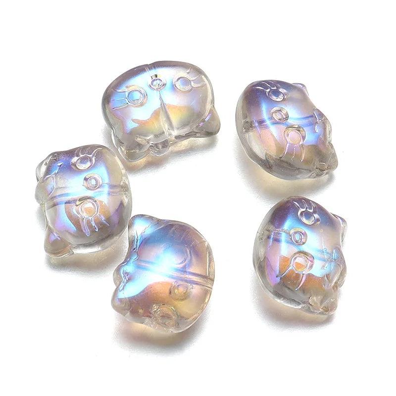 20pcs Colorful Glaze Beads 15x13mm Bear Paw Cartoon Cat DIY Jewelry Accessories