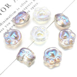 20pcs Colorful Glaze Beads 15x13mm Bear Paw Cartoon Cat DIY Jewelry Accessories