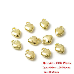 CCB Plastic Beads 100 Pcs Love Heart Necklace Bracelet Beads