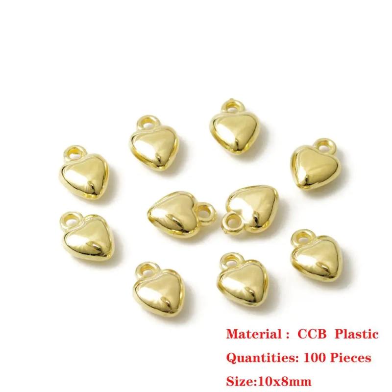 CCB Plastic Beads 100 Pcs Love Heart Necklace Bracelet Beads