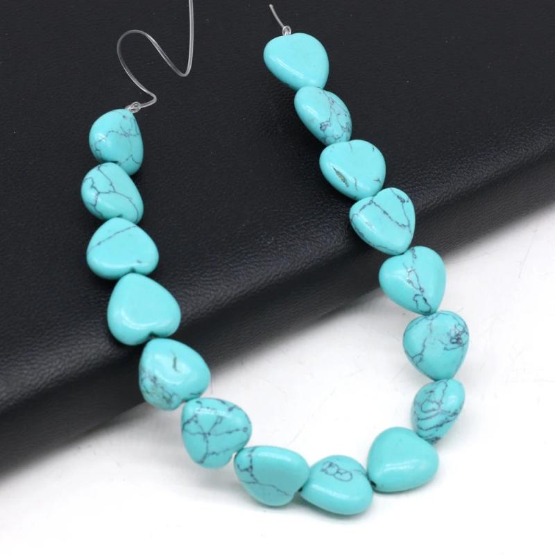16pcs Natural Agates Stone Beads Heart Shape Yellow Jade Rose Quartzs