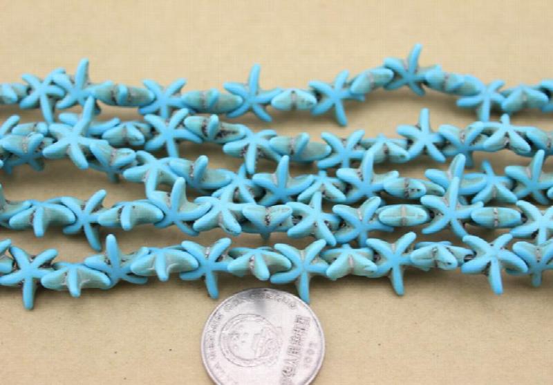 30pcs 1.3cm*1.3cm Starfish Loose Spacer Turquoises Beads DIY F1273C