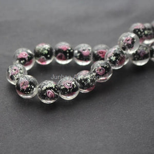 20Pcs 12mm Luminous Lampwork Glass Flower Beads for Jewelry Making