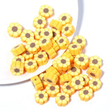 50pcs 10mm Yellow Sunflower Polymer Clay Beads for Jewelry Making DIY
