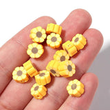 50pcs 10mm Yellow Sunflower Polymer Clay Beads for Jewelry Making DIY