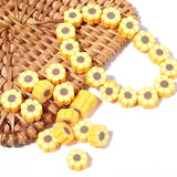 50pcs 10mm Yellow Sunflower Polymer Clay Beads for Jewelry Making DIY