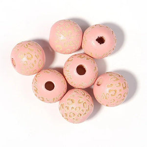 5pcs Leopard Wooden Beads Big Hole Loose Beads DIY Jewelry Making