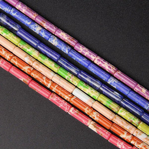 Natural Sediment Round Tube Beads 7 Chakra Healing Beads for Jewelry Making