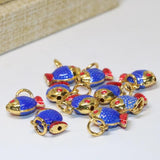 Fish Shape Cloisonne Spacers Beads Assorted Gold-Color DIY Findings 5pcs