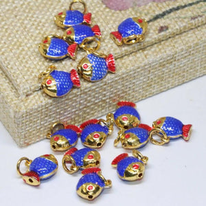 Fish Shape Cloisonne Spacers Beads Assorted Gold-Color DIY Findings 5pcs