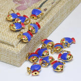 Fish Shape Cloisonne Spacers Beads Assorted Gold-Color DIY Findings 5pcs