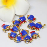 Fish Shape Cloisonne Spacers Beads Assorted Gold-Color DIY Findings 5pcs