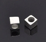 200 Pcs 4x4mm Silver Tiny Cube Spacer Beads Findings