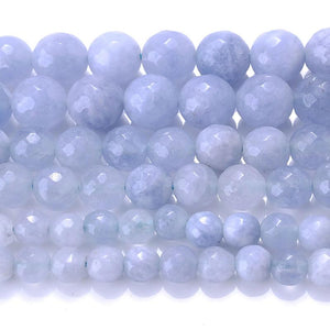 Aquamarine Stone Beads Round Spacer for Jewelry Making DIY Charms 6 8 10mm