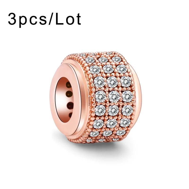 CZ Big Hole Round Bead Copper Spacer Beads for Jewelry Making