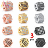 3pcs Brass Geometric Triangle Beads for DIY Bracelets