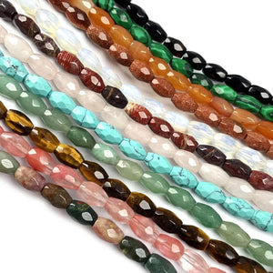 20PCS Natural Stone Rice Beads 6x9mm for DIY Jewelry Making