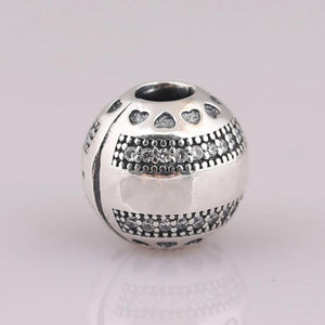 Bead DIY Jewelry Round Hearts Clips Charm Clear CZ Stopper Bracelet Bangle
