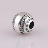 Bead DIY Jewelry Round Hearts Clips Charm Clear CZ Stopper Bracelet Bangle