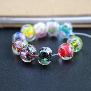 20Pcs 10mm Lampwork Glass Beads Flower Abcus Multi-color