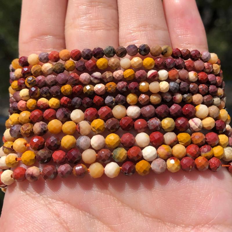 4mm Faceted Colorful Mookaite Gemstone Beads for Jewelry DIY