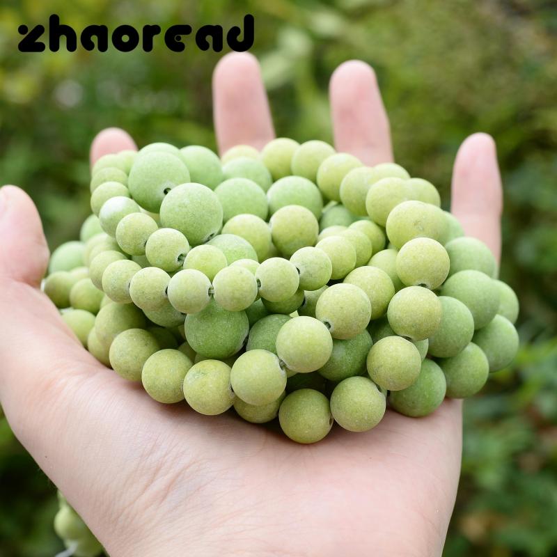 Green Matte Mashan Jades Stone Beads Natural Round Frosted Spacer Beads 8-12mm