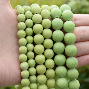 Green Matte Mashan Jades Stone Beads Natural Round Frosted Spacer Beads 8-12mm