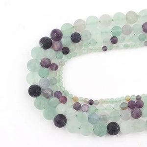 Colorful Fluorite Round Loose Beads 6-12mm DIY Bracelet 15'' Strands